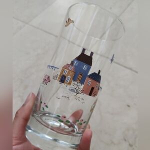 Vintage 90s International Village Farm Heartland Glass Tumbler Cup New 12 Oz